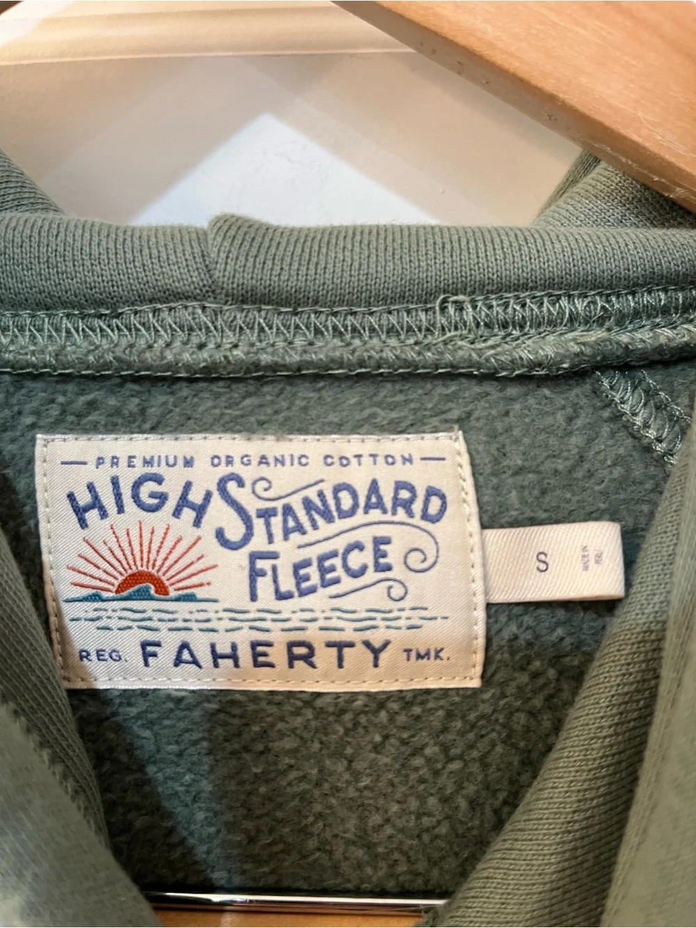 Faherty High Standard Fleece Hoodie Organic Pima Cotton Aspen Green Size‎ Small